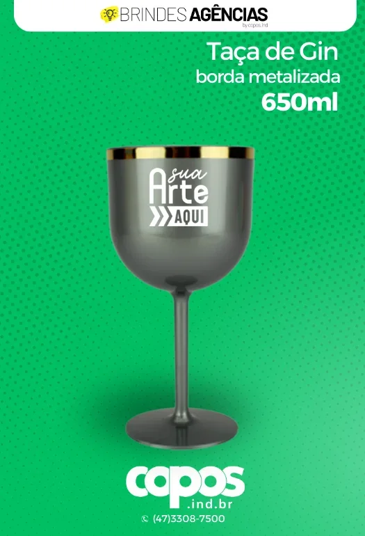Ta&ccedil;a Gin Premium Borda Metalizada